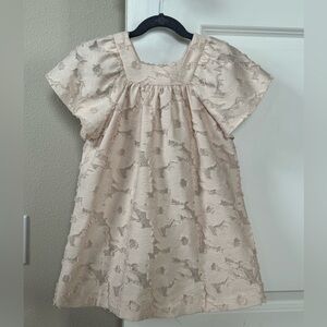 Zara Girl Toddler 3-4Y 3T Beige Floral Lined Dress